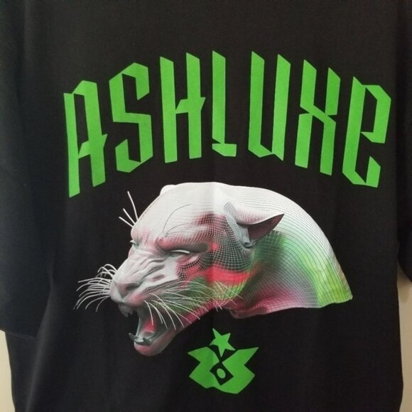 NWT Ashluxe Graphic Paradise Neon Panther T -Shirt on Black Cotton Size XXS - Picture 2 of 11